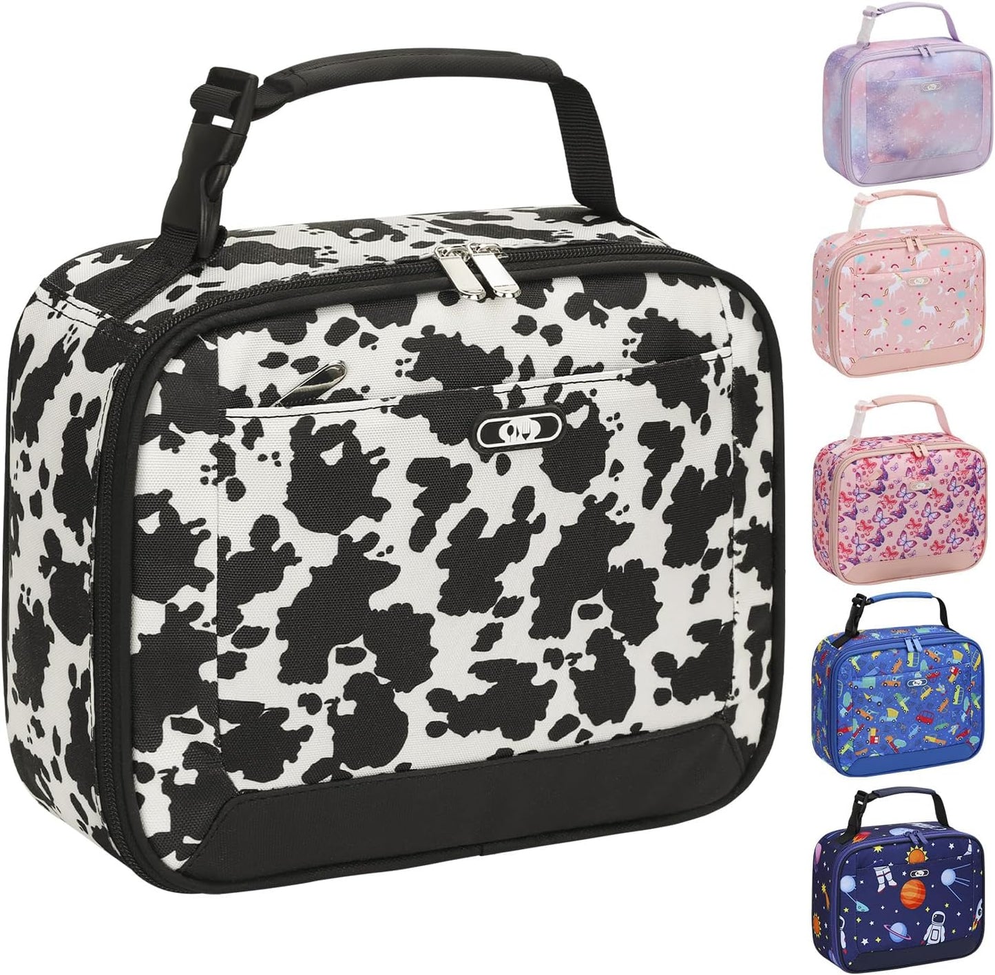 Lunch Box Kids Insulated Lunch Bag for Boys Girls Cute Reusable Lunch Tote Bag Waterproof Portable Thermal Lunch Box Kids for School Picnic Travel Black
