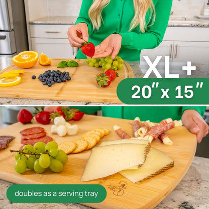 Greener Chef Luxury Bamboo Cutting Board Set of 3 with Glue-Free Surface Technology - Extra Spacious Wood Cutting Boards for Kitchen and XL Chopping Board Set - Replacements for Life