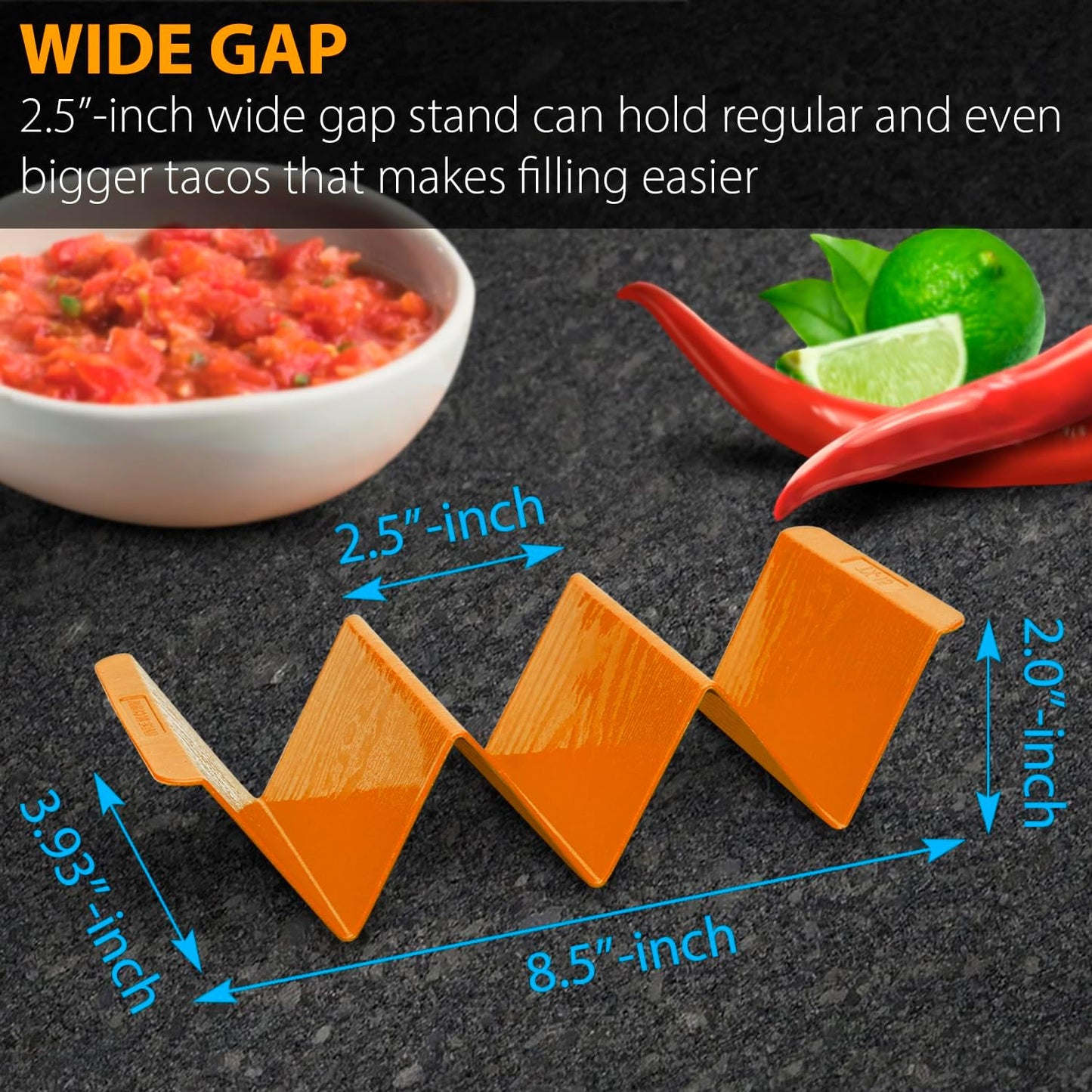 Kitchen Taco Holder Stand - 6 Packs (Extra Large) Non-Toxic, BPA Free, Dishwasher & Microwave Safe - Hold 3 Tacos, Hard Plastic Taco Rack, Party Serving Tray Set for Hard and Soft Shell Tacos Tortilla