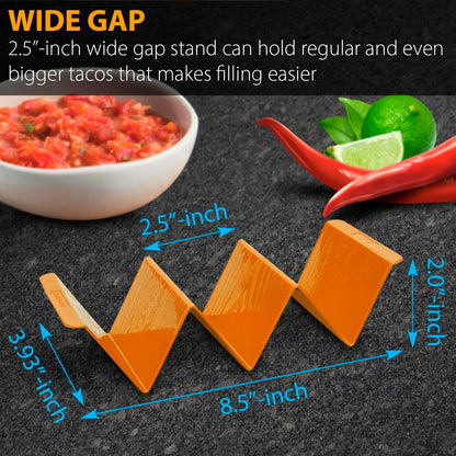 Kitchen Taco Holder Stand - 6 Packs (Extra Large) Non-Toxic, BPA Free, Dishwasher & Microwave Safe - Hold 3 Tacos, Hard Plastic Taco Rack, Party Serving Tray Set for Hard and Soft Shell Tacos Tortilla