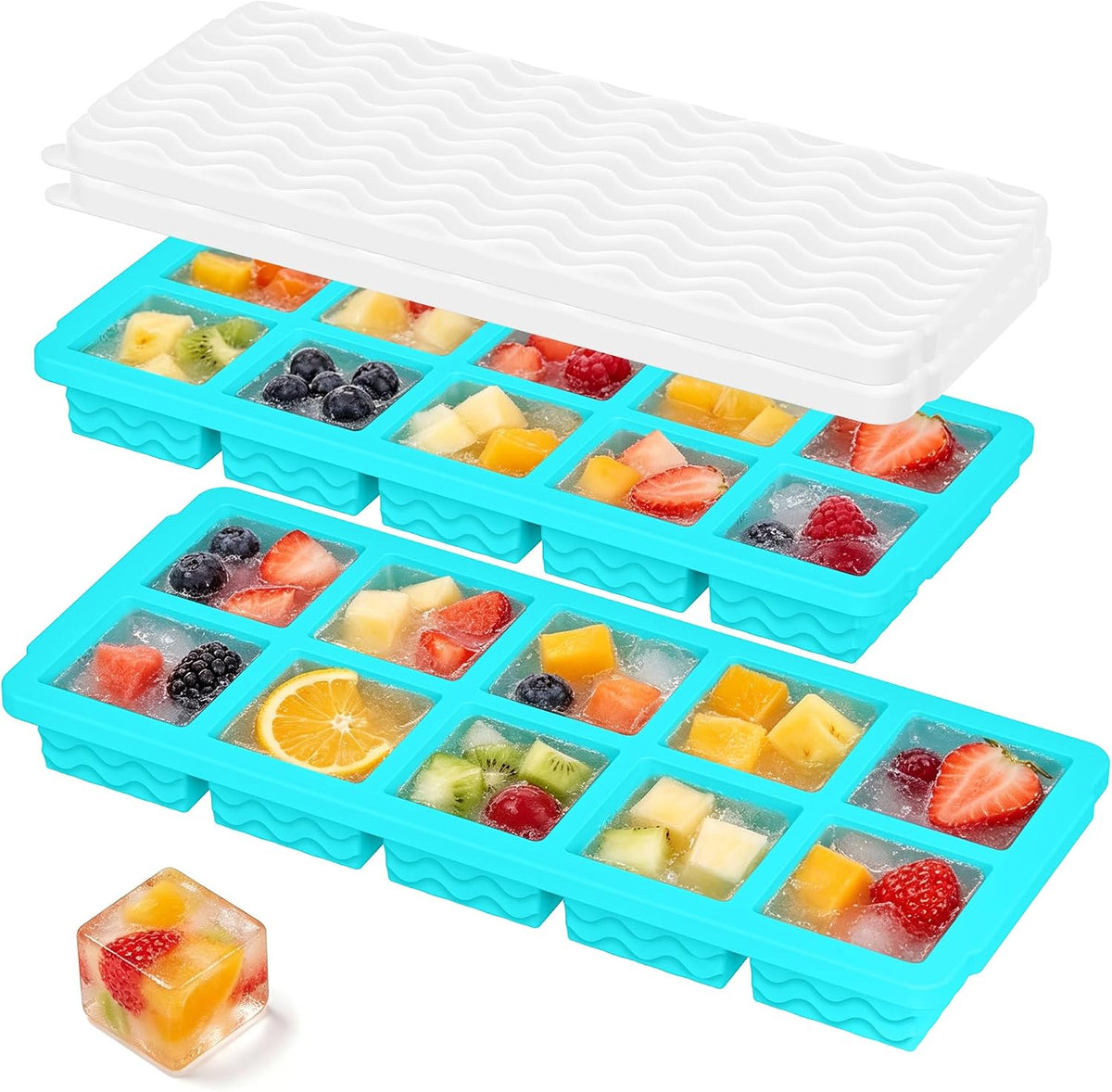 Doasuwish Silicone Freezer Molds for Soup with Lid – 1-Cup Soup Container Style Ice Cube Trays for Freezer, Meal Prep & Food Storage, Freeze 250mL/125mL Portions – 2 Pack