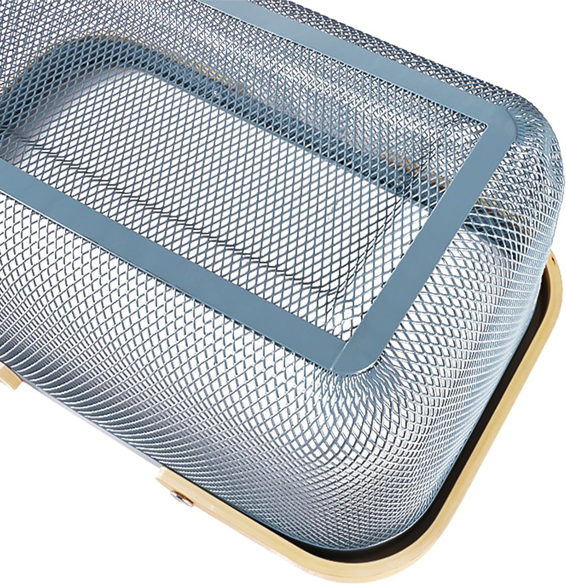 Portable Mesh Harvest Basket - Natural Bamboo Handle Foldable Organizer for Kitchen, Garden & Picnic | Ventilated Storage Bin with Rust-Proof Wire, Space-Saving Farmhouse Decor (Pink)