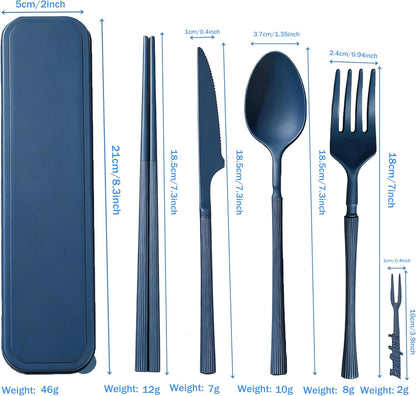 1 Set Large Reusable Travel Utensils Set with Case, Camping Cutlery for Office, Lunch, Dorm & Daily Work Use, Includes Spoon, Knife & Fork((Pink)