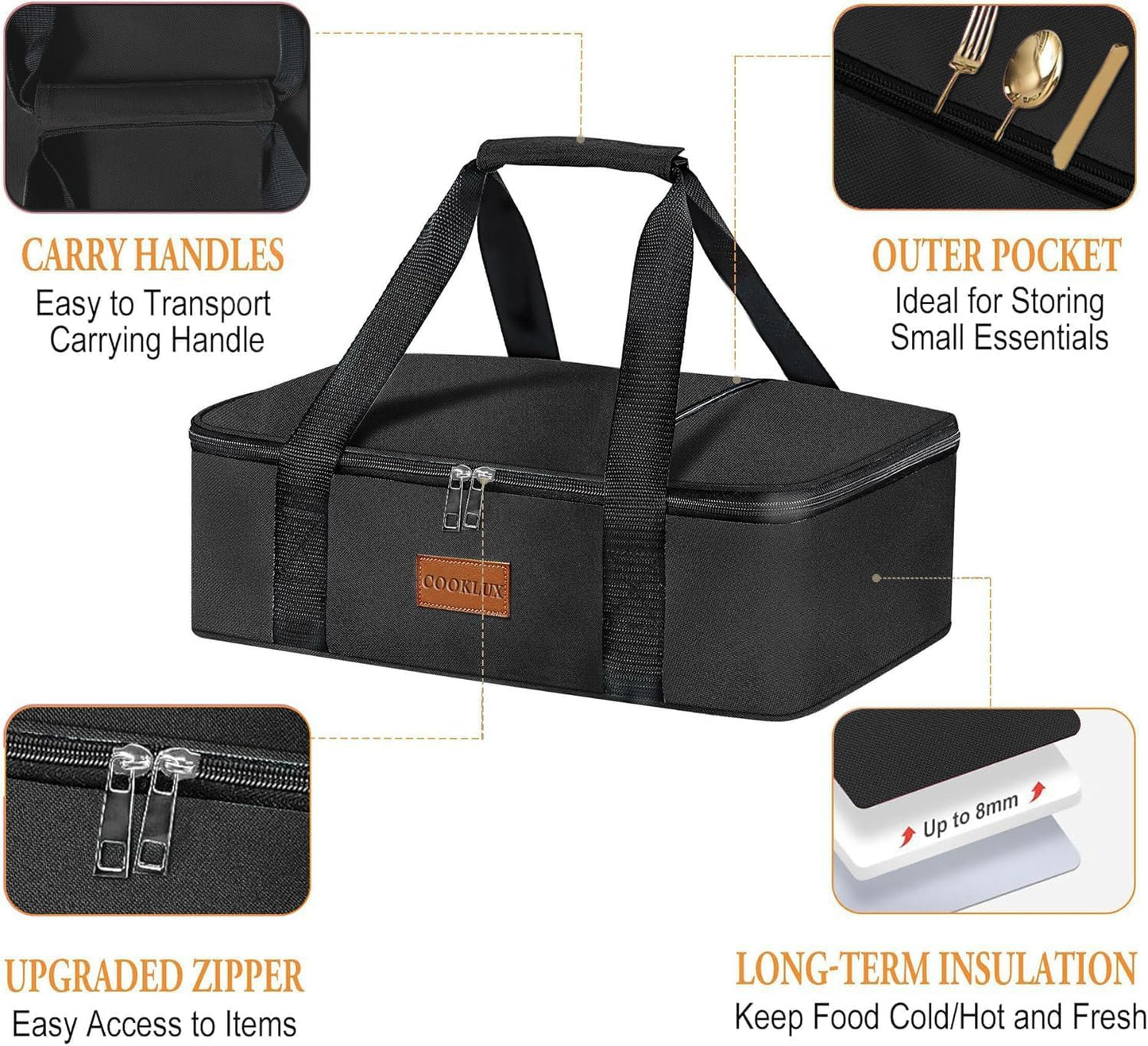 Insulated Casserole Carrier 9x13 Inch, Durable Nylon, Leak-Proof Casserole Dish Carrier, Casserole Carriers for Hot or Cold Food (Christmas)