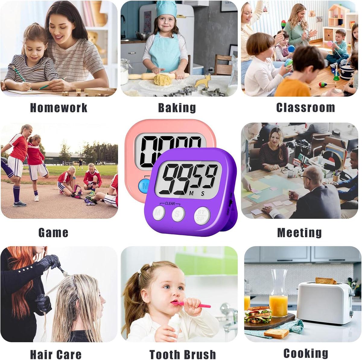 ZILLEEN Classroom Timer for Kids Teachers Digital Timers Blue Green