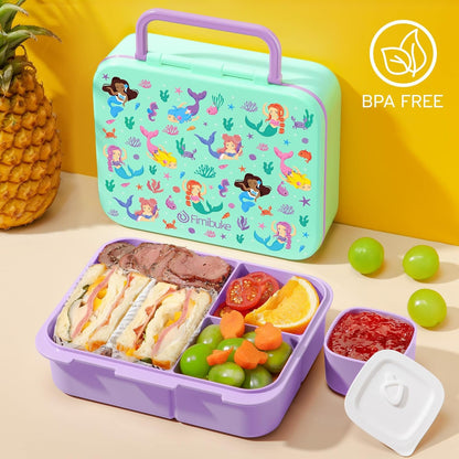 Fimibuke Bento Lunch Box for Kids - Toddler Snack Bento Box Container with 3 Compartments, Stainless Steel Water Bottle, Insulated Lunch Bag, Ice Pack Set for Ages 3-12 Girl Boy Daycare Back to School