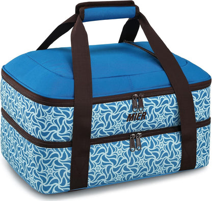 MIER Insulated Casserole Carrier for Hot or Cold Food Thermal Food Carrier Bag for Lasagna Potluck Parties Picnic Cookouts, Fits 9"x13" Baking Dish/Foil Pan, Red