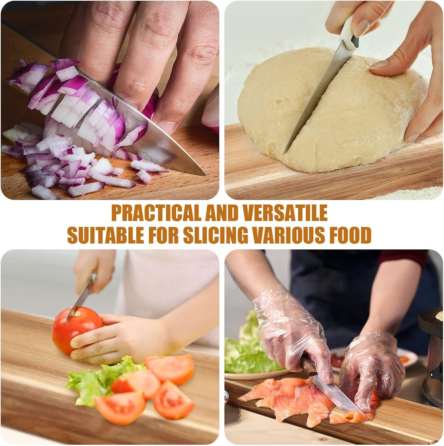 Patelai 6 Pcs 15 x 7 Inch Bamboo Cutting Board Set with Handles Laser Engraving Wooden Charcuterie Kitchen Plain Serving Chopping Board Bulk for DIY Housewarming