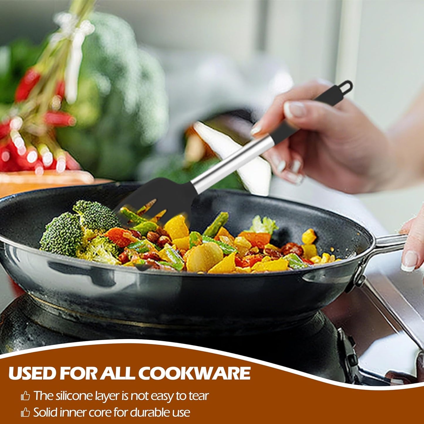 HaWare 29 PCS Silicone Cooking Utensils Set, Heat Resistant Kitchen Utensils Set with Stainless Steel Handle, Spatula Sets with Holder and Hooks, Kitchen Tools Gadgets for Nonstick Cookware -Khaki