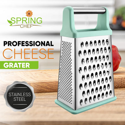 Spring Chef Stainless Steel XL Cheese Grater for Kitchen, Green