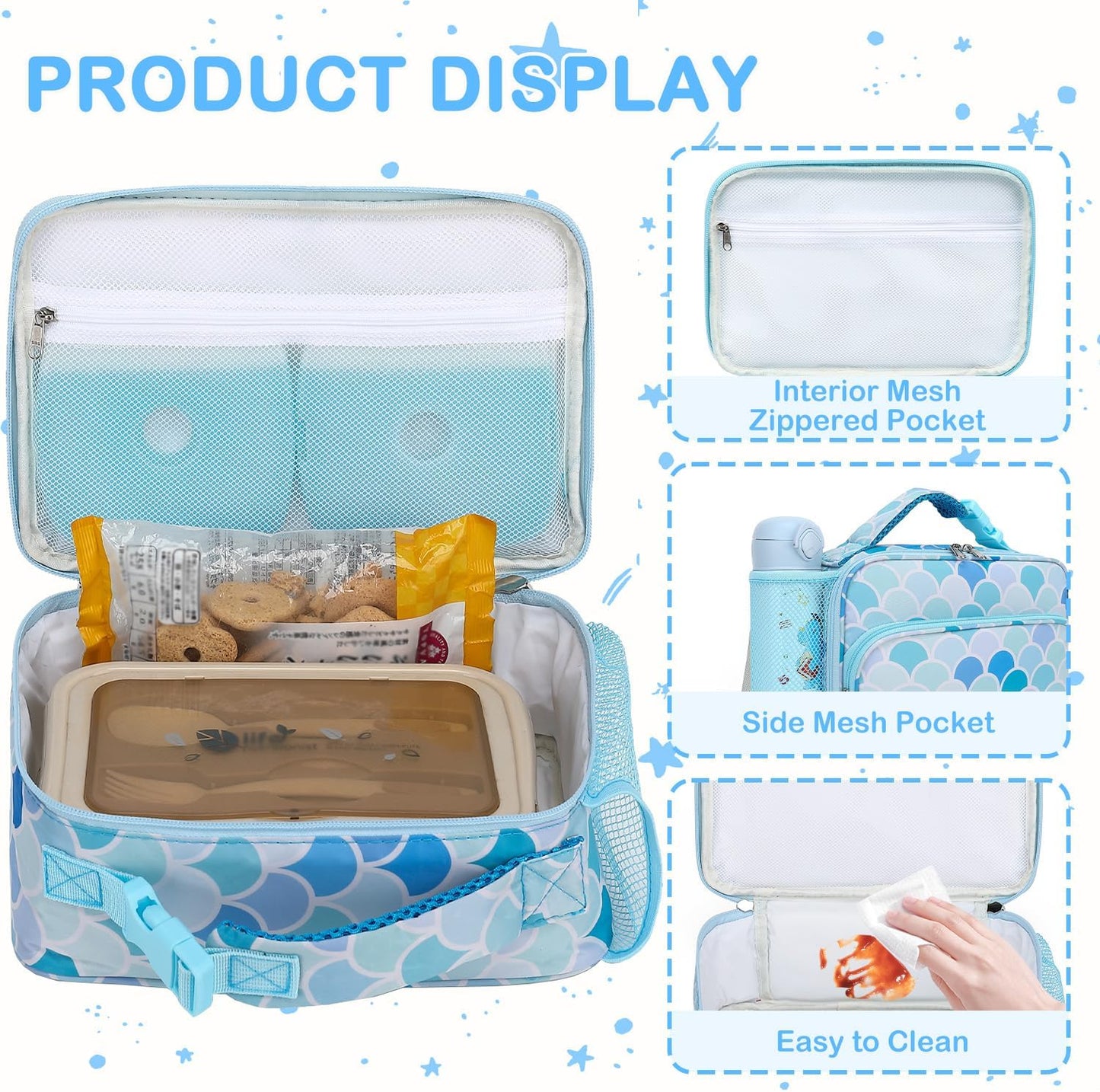 FlowFly Kids Lunch box Insulated Soft Bag Mini Cooler Back to School Thermal Meal Tote Kit for Girls, Boys, Astronaut - Colors B