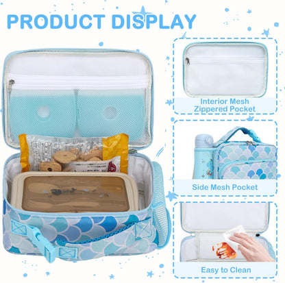 FlowFly Kids Lunch box Insulated Soft Bag Mini Cooler Back to School Thermal Meal Tote Kit for Girls, Boys, Astronaut - Colors B