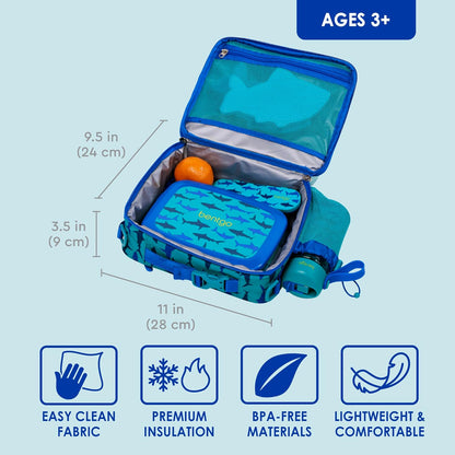 Bentgo Kids Lunch Bag - Durable, Double-Insulated Lunch Bag for Kids 3+; Holds Lunch Box, Water Bottle, & Snacks; Easy-Clean Water-Resistant Fabric & Multiple Zippered Pockets (Mermaid)