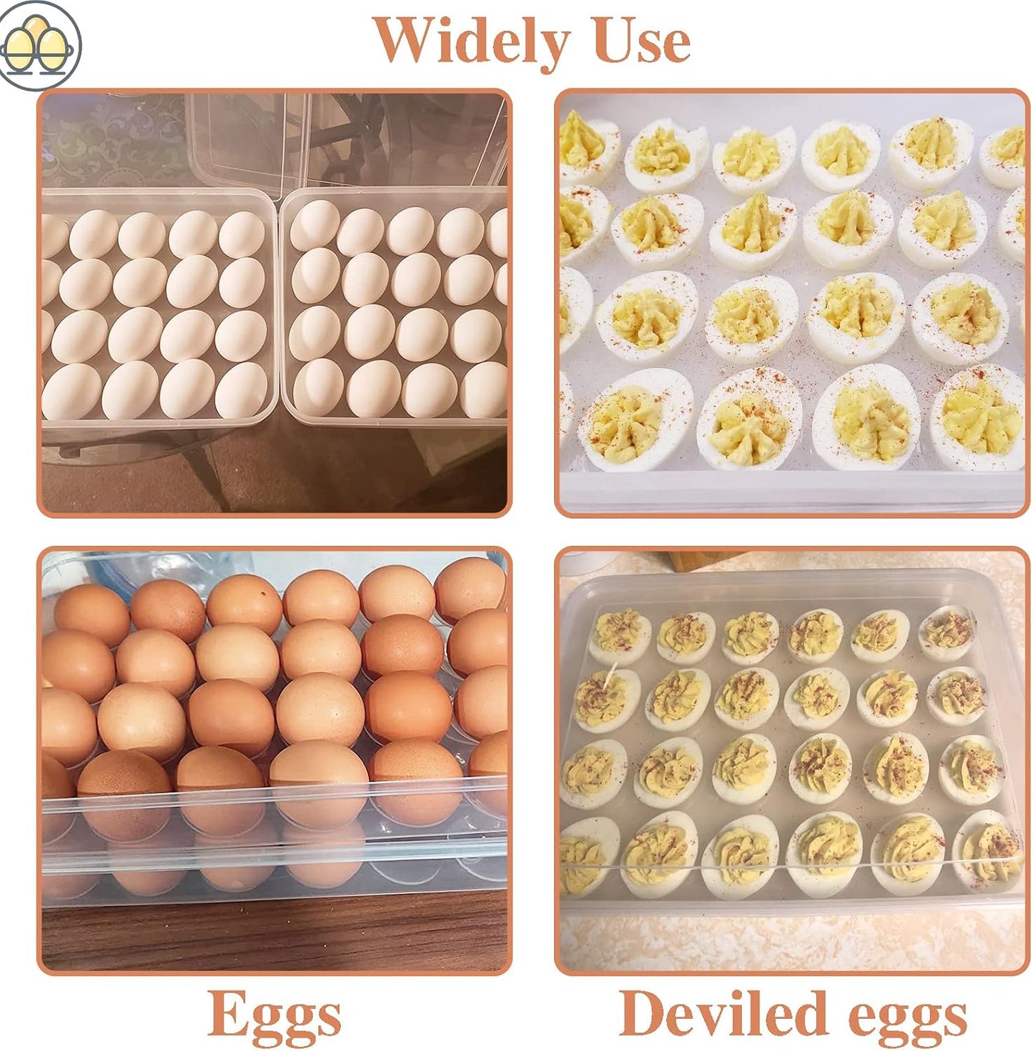 Anyumocz 72 Eggs Holder,3-Layer Deviled Egg Tray with Lid,Egg Containers for Deviled Egg,Egg Carrier Box Dispenser Container with Handle for Refrigerator
