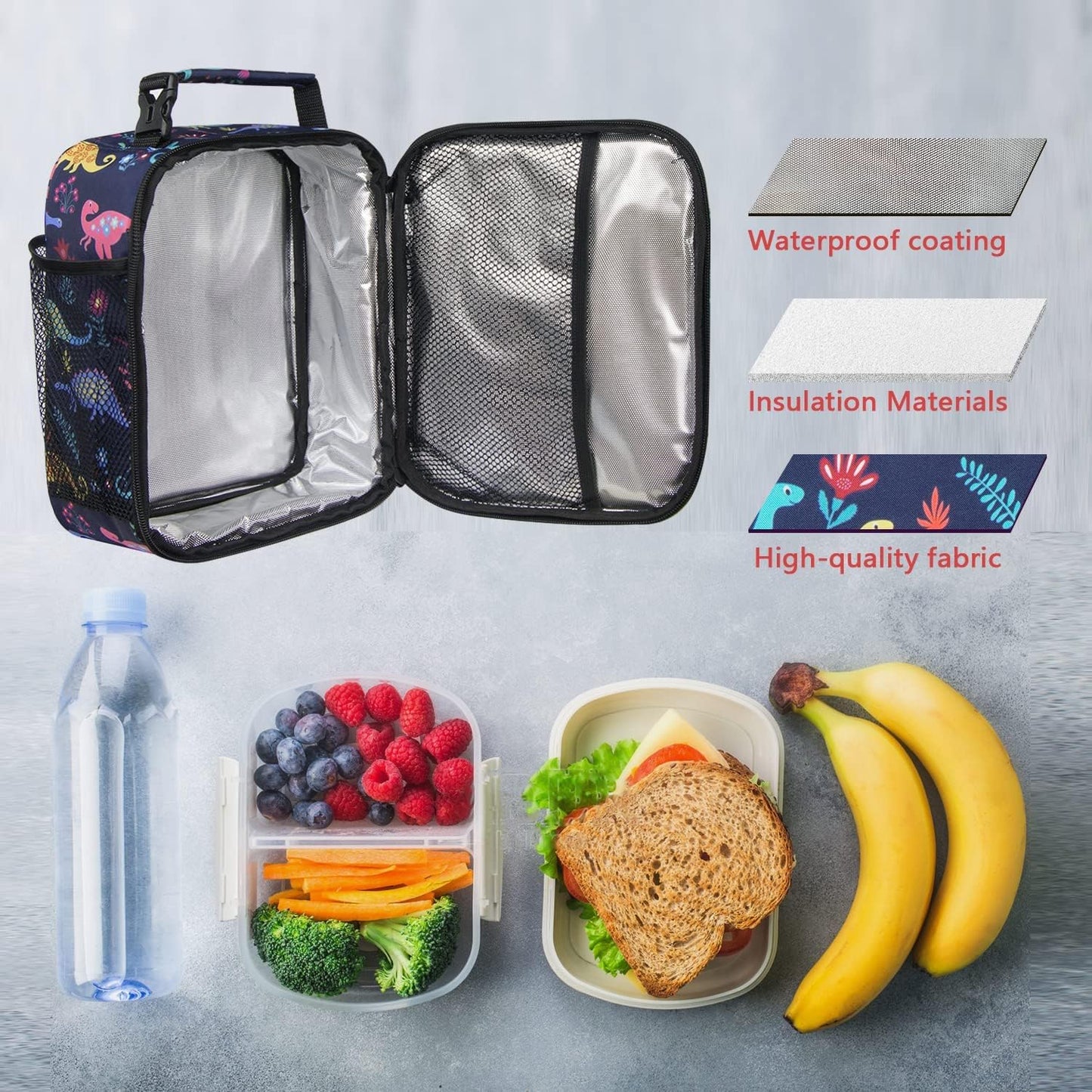 Hap Tim Kids Lunch Box for Girls Boys, Reusable Lunch Bag for Kids, Spacious Lunchbox, Insulated Lunchbag, Purple Unicorn(18654-PP)