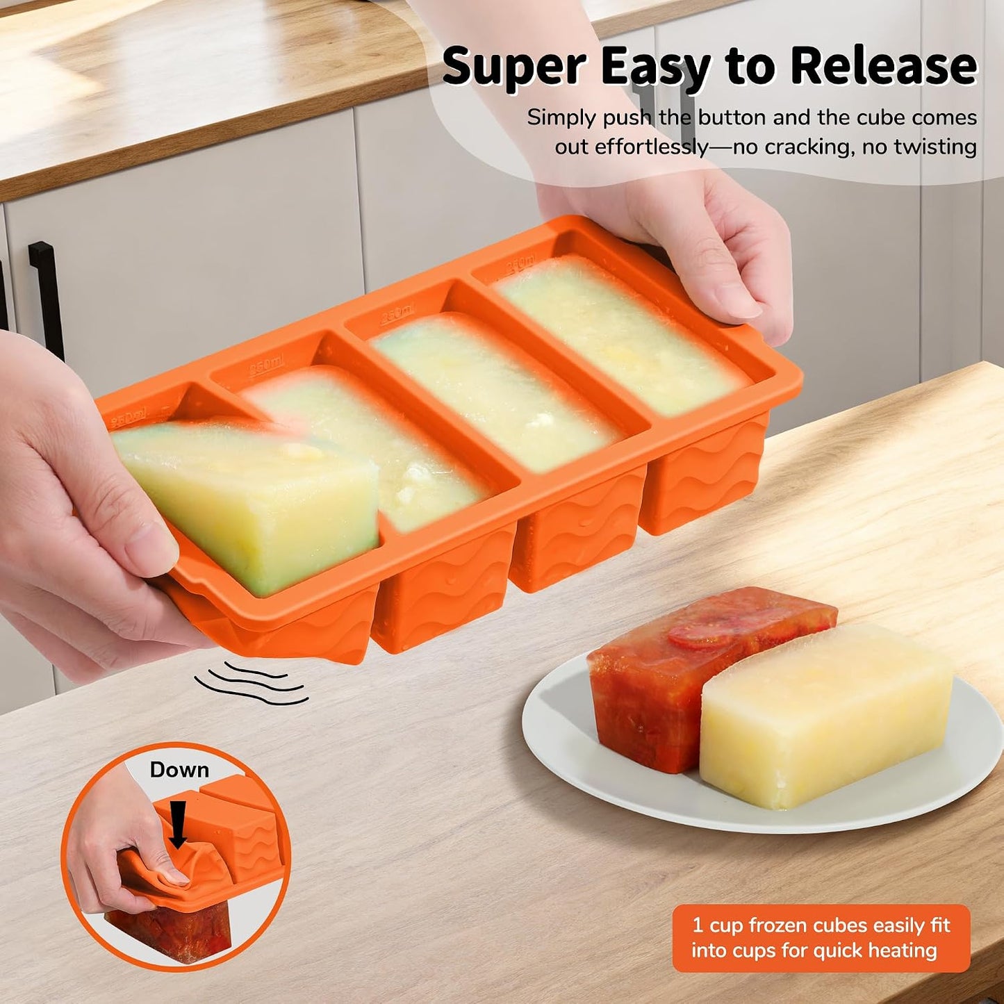 3-Pack Silicone Freezer Trays with Lid,2 Large 2-Cup(500ml)&4 Medium 1-Cup(250ml)&6 Small 1/2-Cup(125ml) Soup Freezer Container Molds,Ice Cube Tray For Meal Prep&Freezing Soup,Stews,Sauces