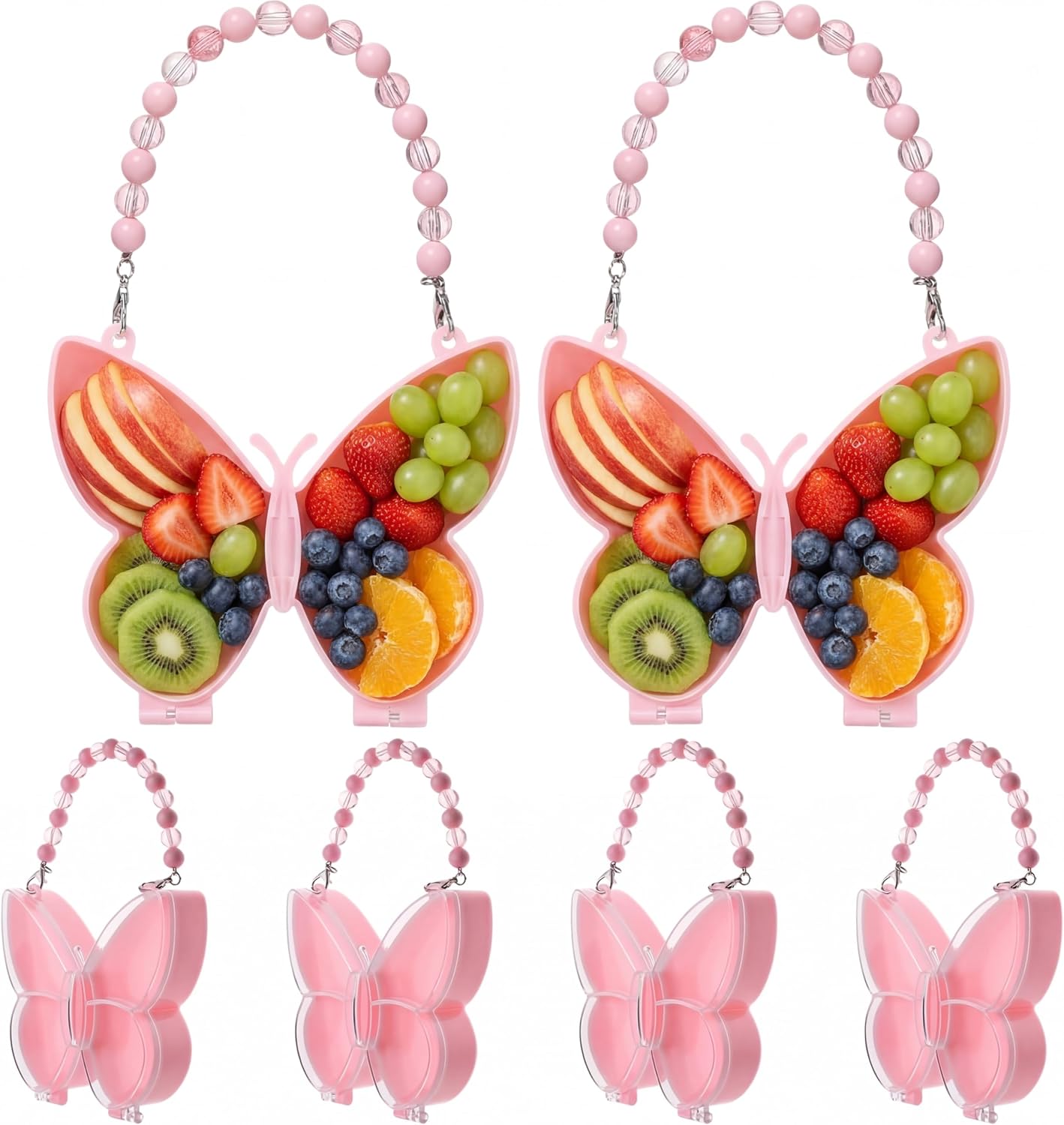 Cunno 6 Pack Valentines Day Containers Butterfly Shaped Food Containers Large Plastic Snack Box Food Storage with Handle Divided Serving Tray Portable Jewelry Organizer for Candy Fruit Purple