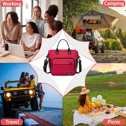TuErCao Small Lunch Bag Lightweight Insulated Lunch Box for Women Work Portable Soft Cooler for Picnic Travel Road Trips, Loncheras para Mujer, Black