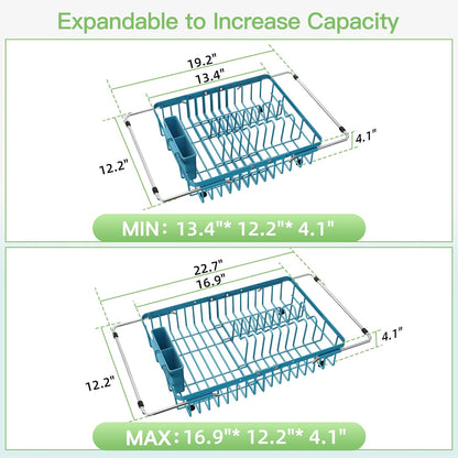 JASIWAY Dish Drying Rack in Sink, Dish Drainer with Cup and Utensil Holder