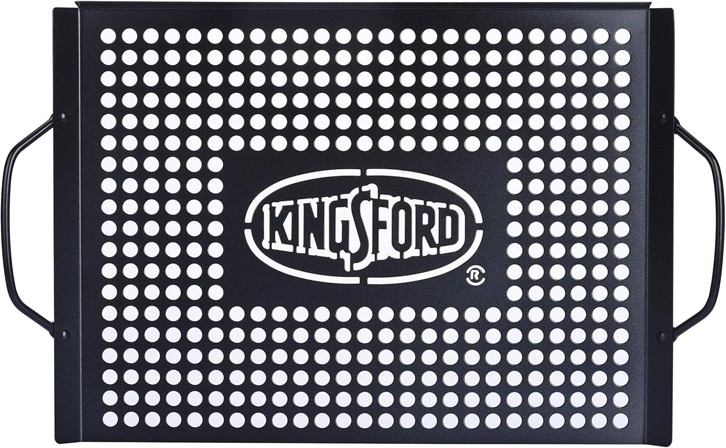 Kingsford Non-Stick Grill Topper Pan, Heavy Duty Carbon Steel BBQ Grilling Tray with Handles, Perforated Surface Helps Keep Small Foods from Falling Through Grates, 15.55 x 11.05 Inch