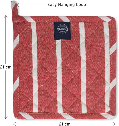 Encasa XO Pot Holders, Quilted Kitchen Hot Pads 8"x8" Black