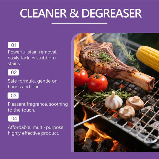 BBQ Grill Cleaner Spray for Outdoor Cooking Surfaces, Designed for Burnt Food Buildup & Cooking Residue on Grill Grates, Stovetop & Drip Pans, Easy Spray for Routine Grill Maintenance (1pcs)