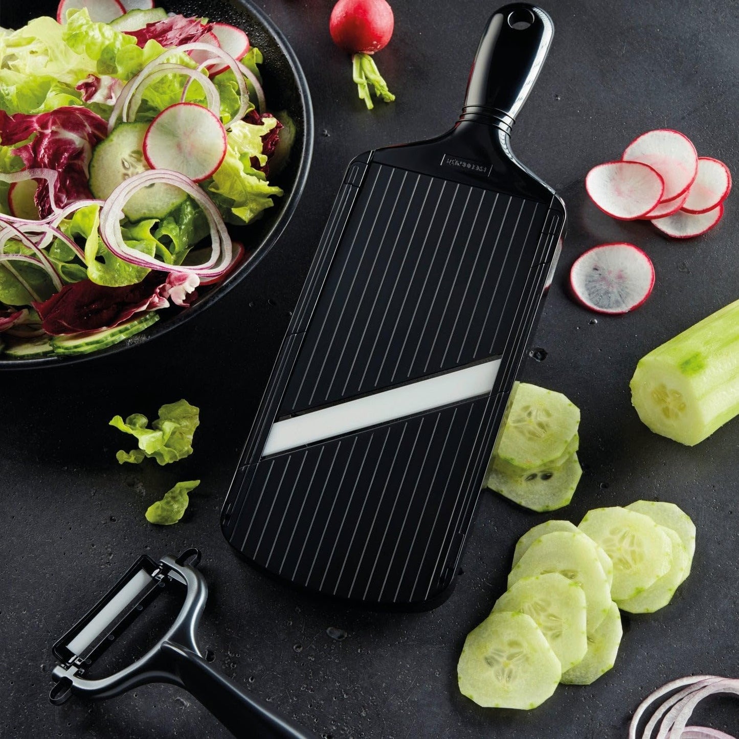 Kyocera Advanced Ceramic Double-edged Mandolin Slicer With Guard, Red