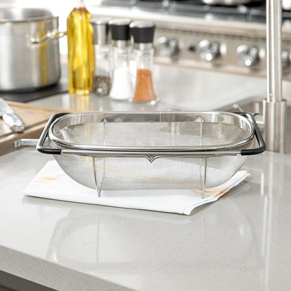 Restaurantware 6 qt Stainless Steel Over The Sink Colander