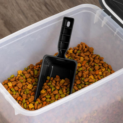 IRIS USA Dog Food Storage Container, 2 Pack, Up to 30 lbs Each, Airtight Seal for Freshness, Wheels for Rolling, Easy One Hand Opening, Made in USA, BPA Free, Clear/Black