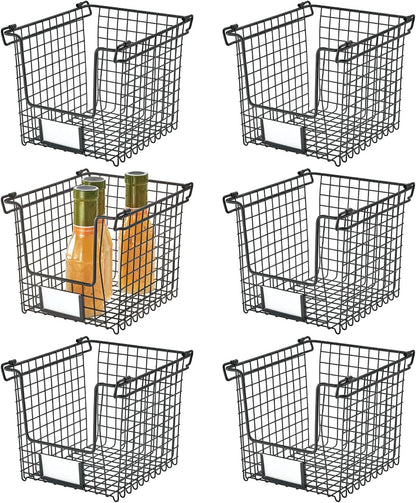 iDesign Classico Storage Basket with Handles for Pantry, Kitchen, Bathroom, Countertop, and Desk Organization, Stackable-Medium