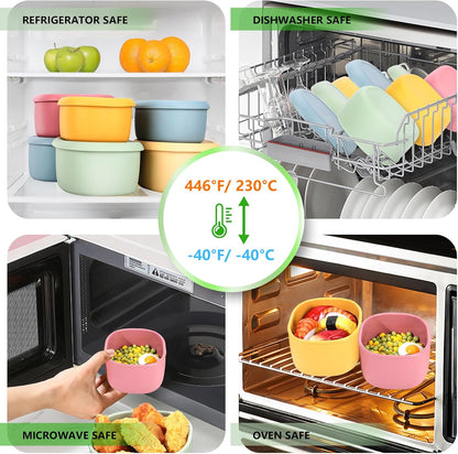 4 Pcs Silicone Food Storage Containers with Lids，BPA Free Reusable Silicone Storage Containers for Food Freezer Containers Freezer Dishwasher Safe (33.8oz, 20oz, 10oz, 6.7oz)
