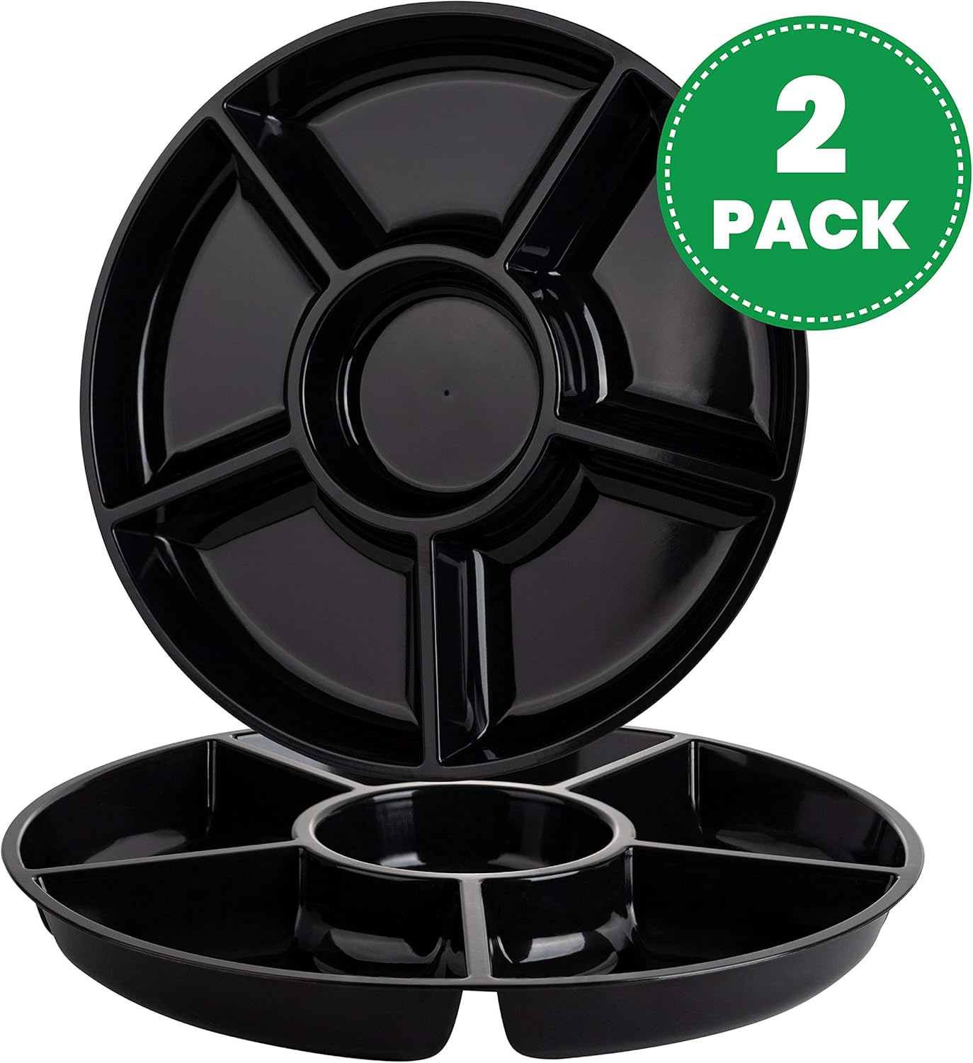 Plasticpro 6 Sectional Round Plastic Serving Tray/Platter (4, Clear)