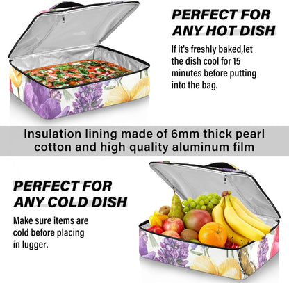 Casserole Carriers for Hot or Cold Food Reusable Casserole Dish Carrier Insulated Thermal Large Capacity Durable Perfect for Party Camping Family Gatherings Yellow Fish - Colors B