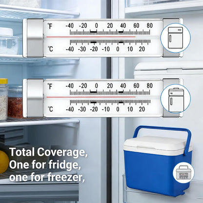 2 Pack Analog Refrigerator Thermometer for Cooler, Fridge & Freezer