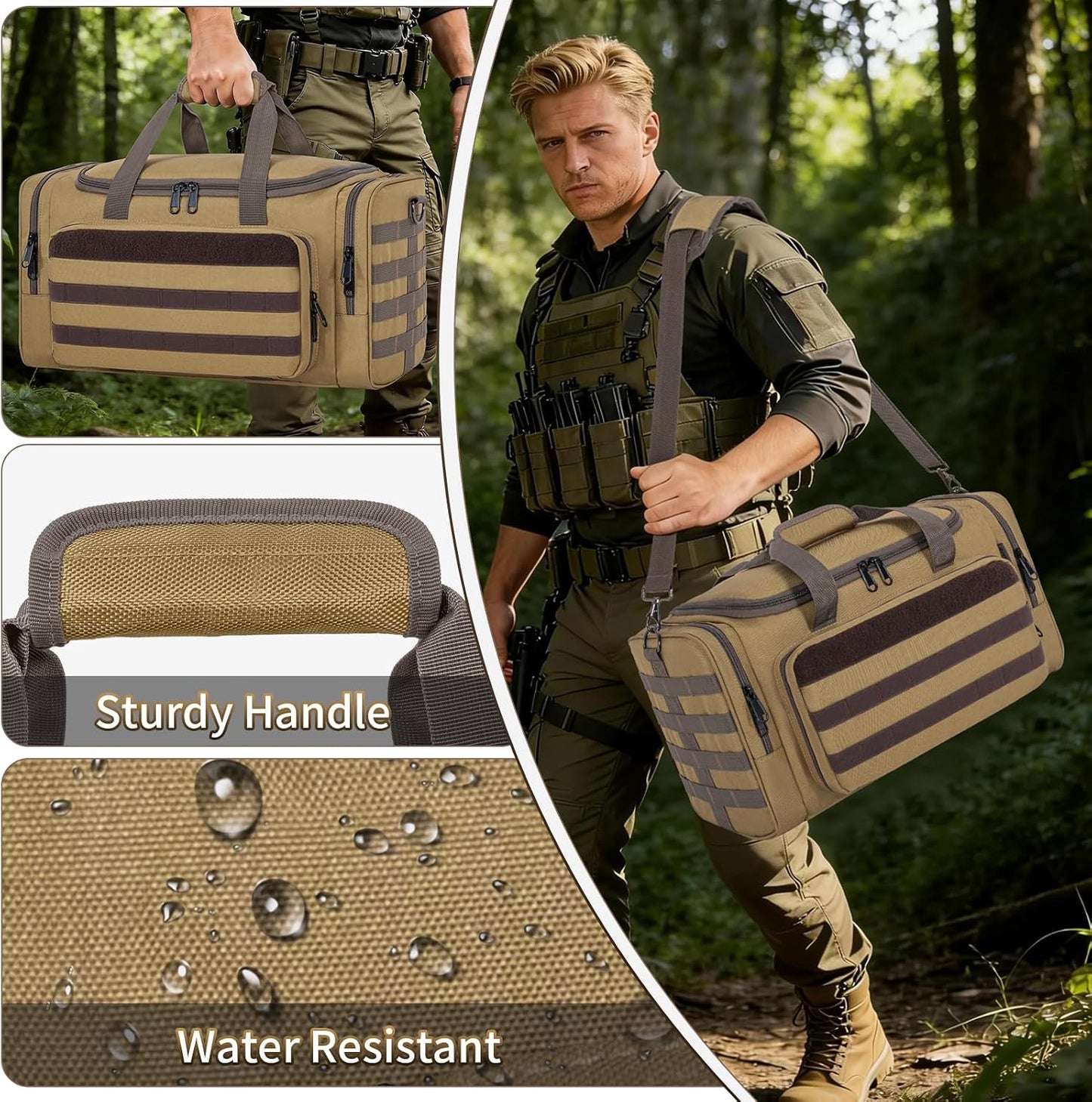 Tactical Pistol Range Bag, Gun Range Bag for Handguns, Shooting Duffle Range Pistol Bag with 6X Magazine Slots, Extra Pockets for Ammo and Essentials