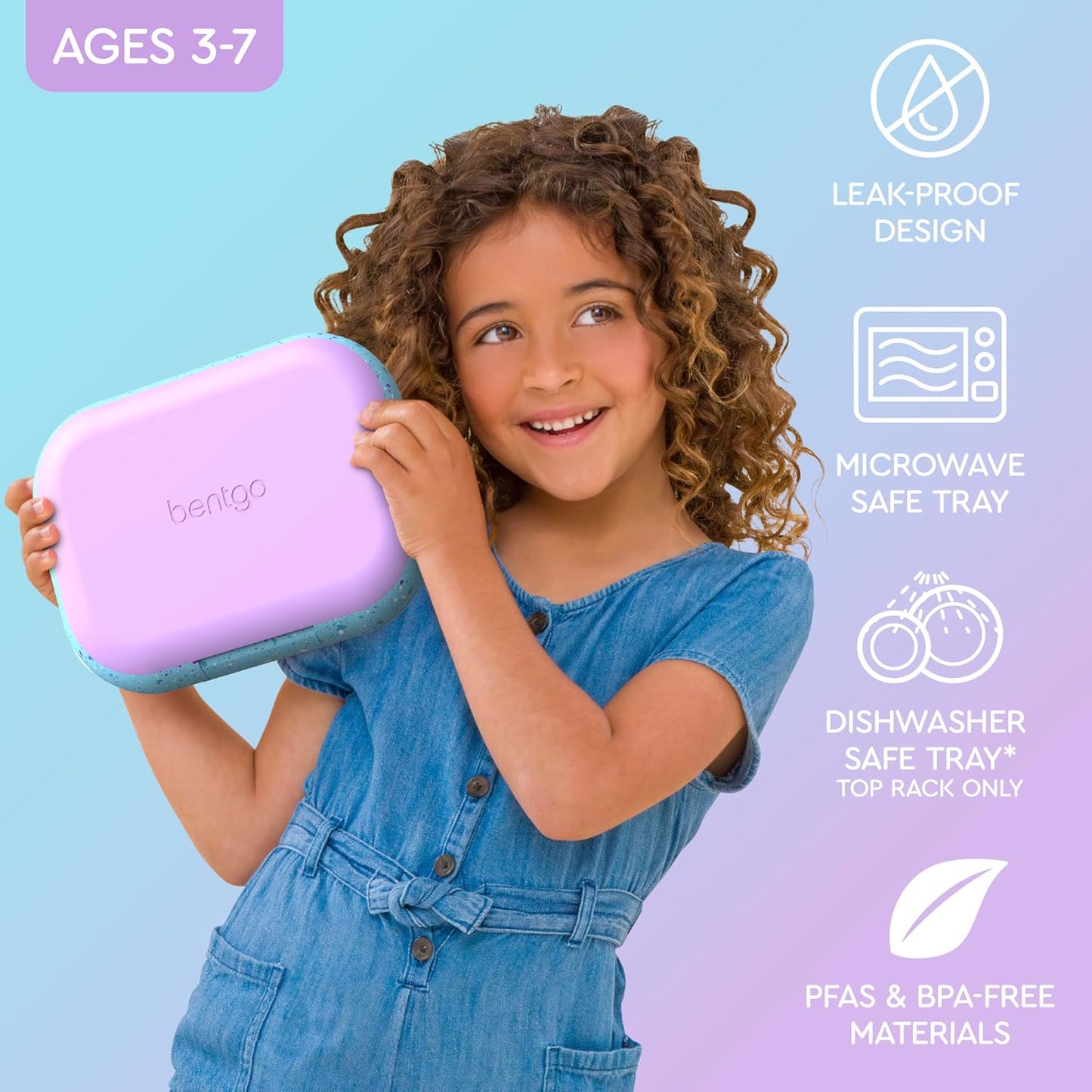 Bentgo Chill Kids Leak-Proof Lunch Box - 4-Compartment Bento Box with Built-In Ice Pack, 3.3 Cup Capacity, PFAS & BPA-Free, Microwave & Dishwasher Safe, Ideal Size for Ages 3 to 7 (Truly Teal)
