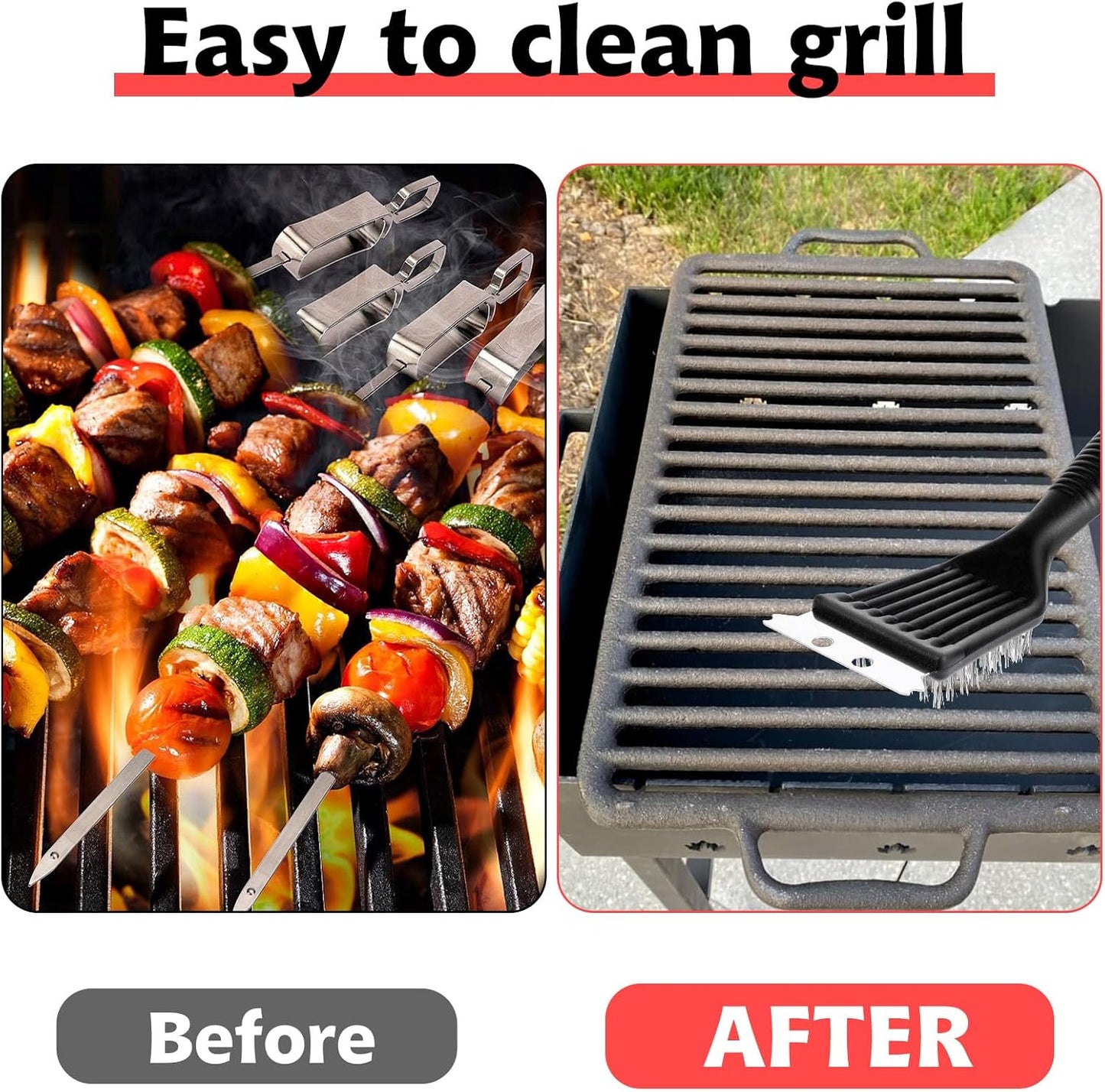9 Pieces Grill Brush and Scraper Stainless Steel Wire Grill Brush Extra Strong BBQ Cleaner Accessories Heavy Duty Barbecue Grill Cleaning Brush Cleaner (8 Inch)