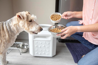 Vittles Vault Traditional Pet Food Storage Container For Dog Kibbles/Bird Seed/Oatmeal/Rice/Flour/Cereal, BPA Free Plastic, Sealed Airtight For Cat Food, Up To 50 lb, Made in USA, With Scoop, Gray