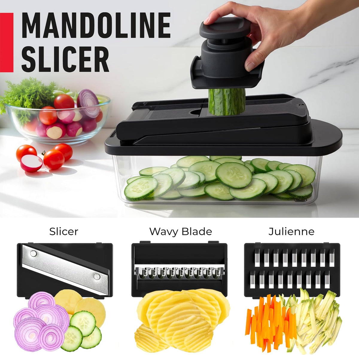 MUELLER HOME Pro-Series 10-in-1 Stainless Steel Multi Vegetable Chopper