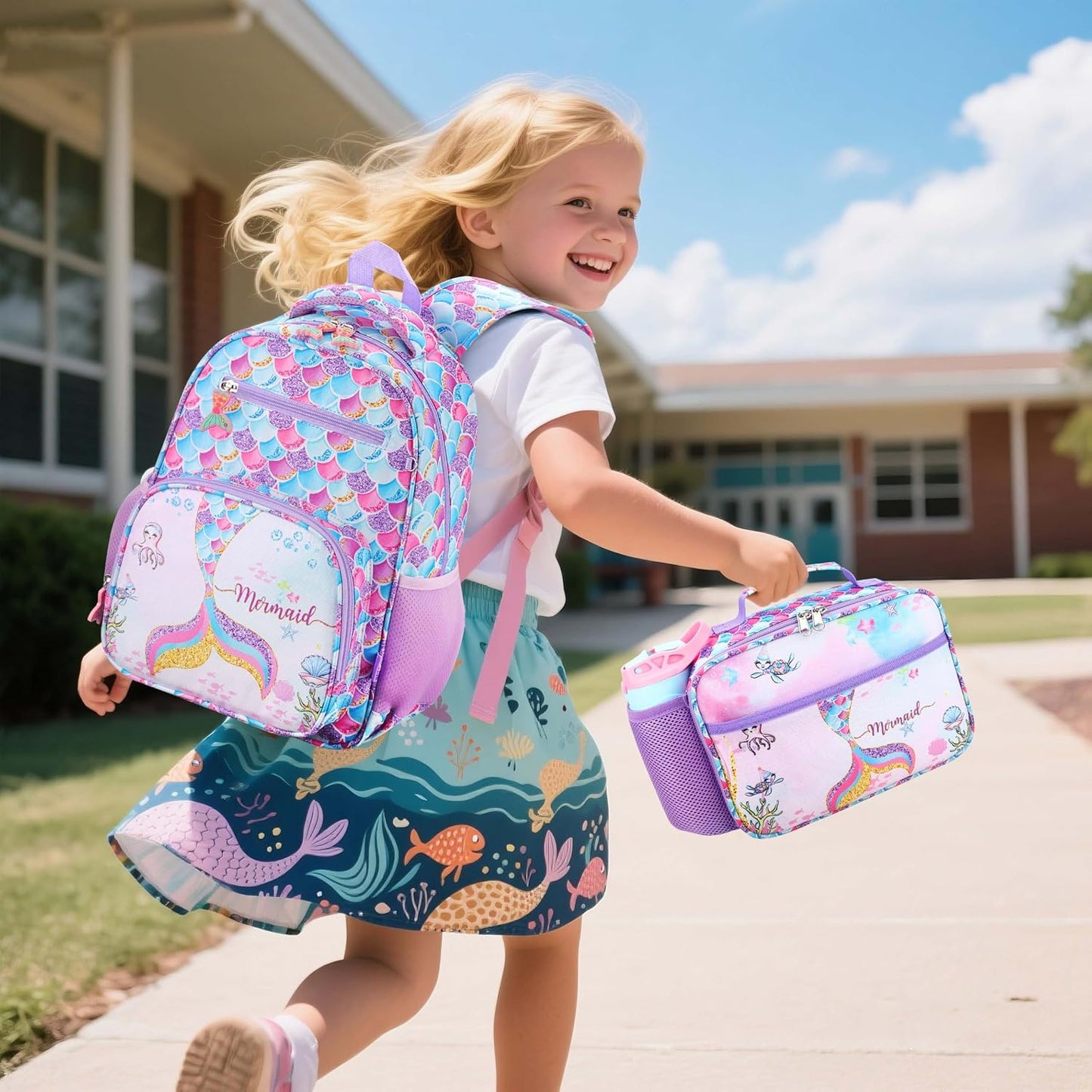 RHCPFOVR Kids Lunch Bag - Insulated Lunch Box for Boys Girls,Washable Lunch Bag and Reusable Toddler Leak-proof Lunchbox for School and Daycare - Colors B