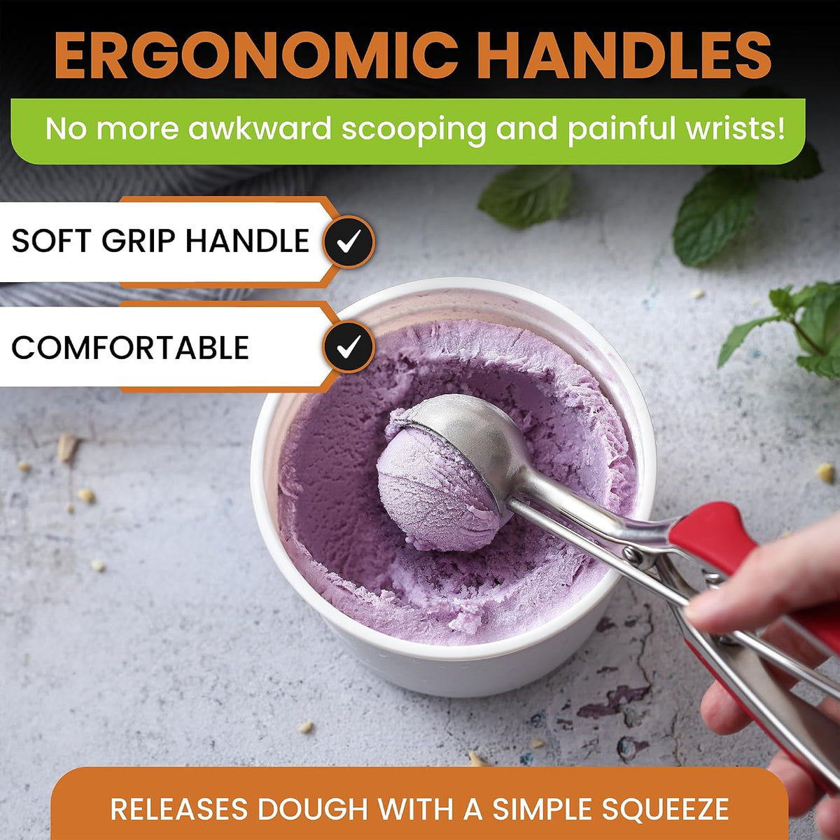 Spring Chef Extra Large Stainless Steel Cookie Scoop, #10, 5.5 Tbsp, Black
