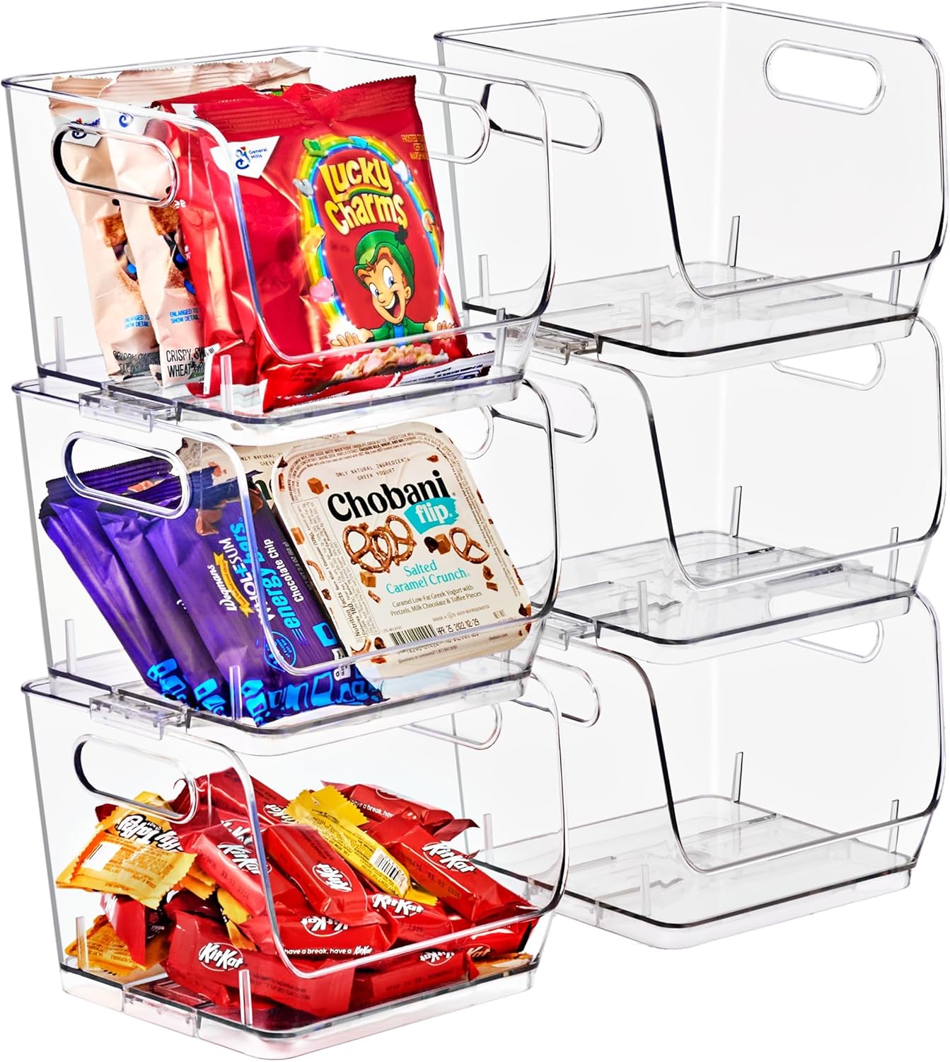 Sorbus Stackable Storage Bins Open Front - Clear Stackable Storage Bins - Pantry Bins for Storage and Organization - Acrylic Stackable Bins for Kitchen - Clear Pantry Organizer Bins (Medium 2 Pack)