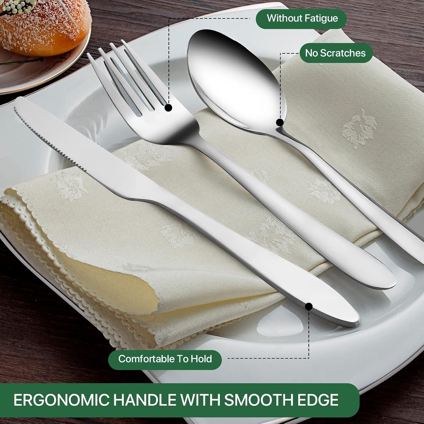 Reusable Travel Utensils with Case, 4pcs Portable Cutlery Set, Knives Fork and Spoon Set for Lunch Box, Portable Silverware Set for Travel Camping Picnic Hiking Office