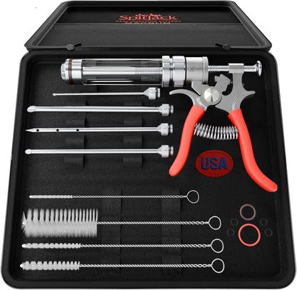 SpitJack Magnum BBQ Marinade Meat Injector, Made in USA, 4 Needles, MJ106