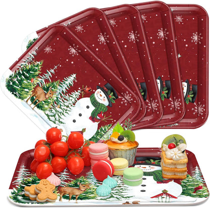 Rtteri 6 Pcs Hawaiian Luau Party Serving Trays 13" x 10" Reusable Plastic Tropical Melamine Dishes for Hawaii Luau Party Summer Platters Tableware Decoration