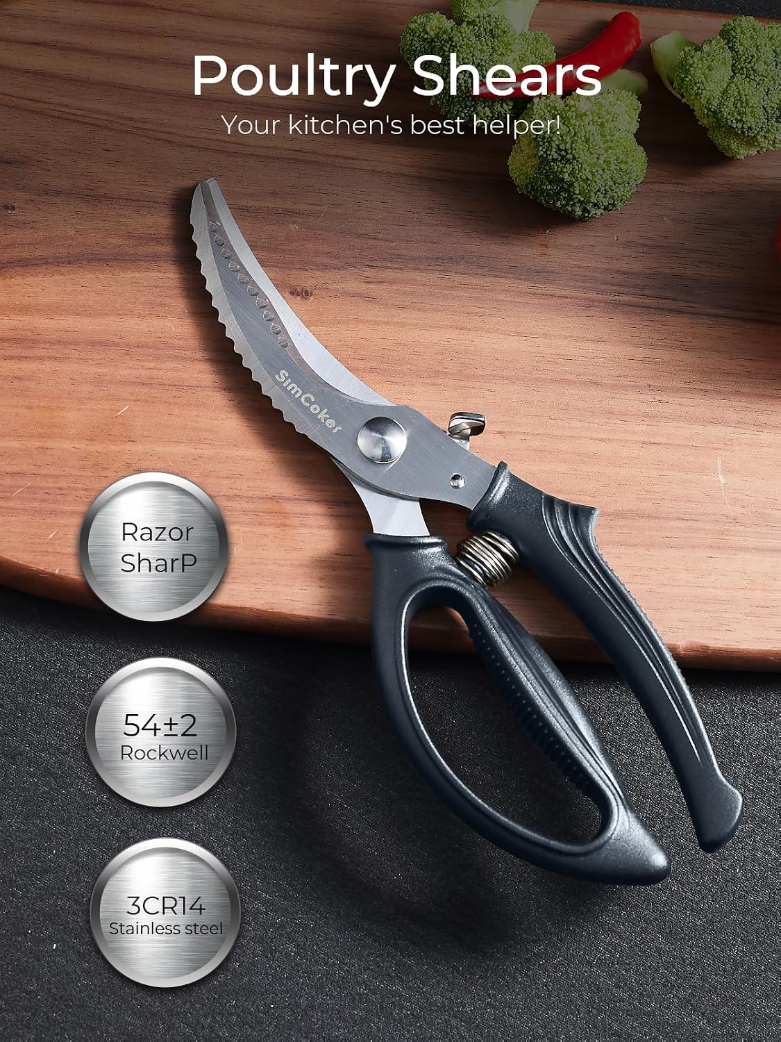 Kitchen Scissors, Forged Stainless Steel Heavy Duty Kitchen Shears, Dishwasher Safe Cooking Scissors for Meat, Poultry & Vegetables