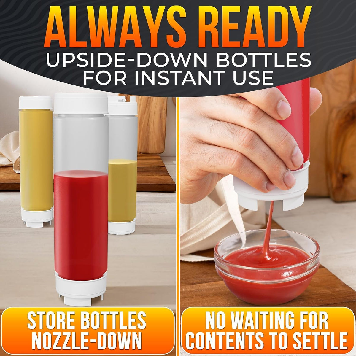 HYQO Small Squeeze Bottles for Sauces, 4 Oz Plastic with Cuttable Tip