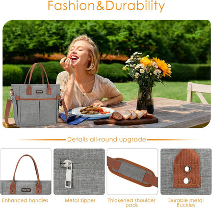 MAXTOP Lunch Bag Women for Work Insulated Thermal Lunch Box for Men with Wide-Open Pocket Reusable Leakproof Cooler Bags with Removable Shoulder Strap for Teacher Nurse Office Picnic Travel Black