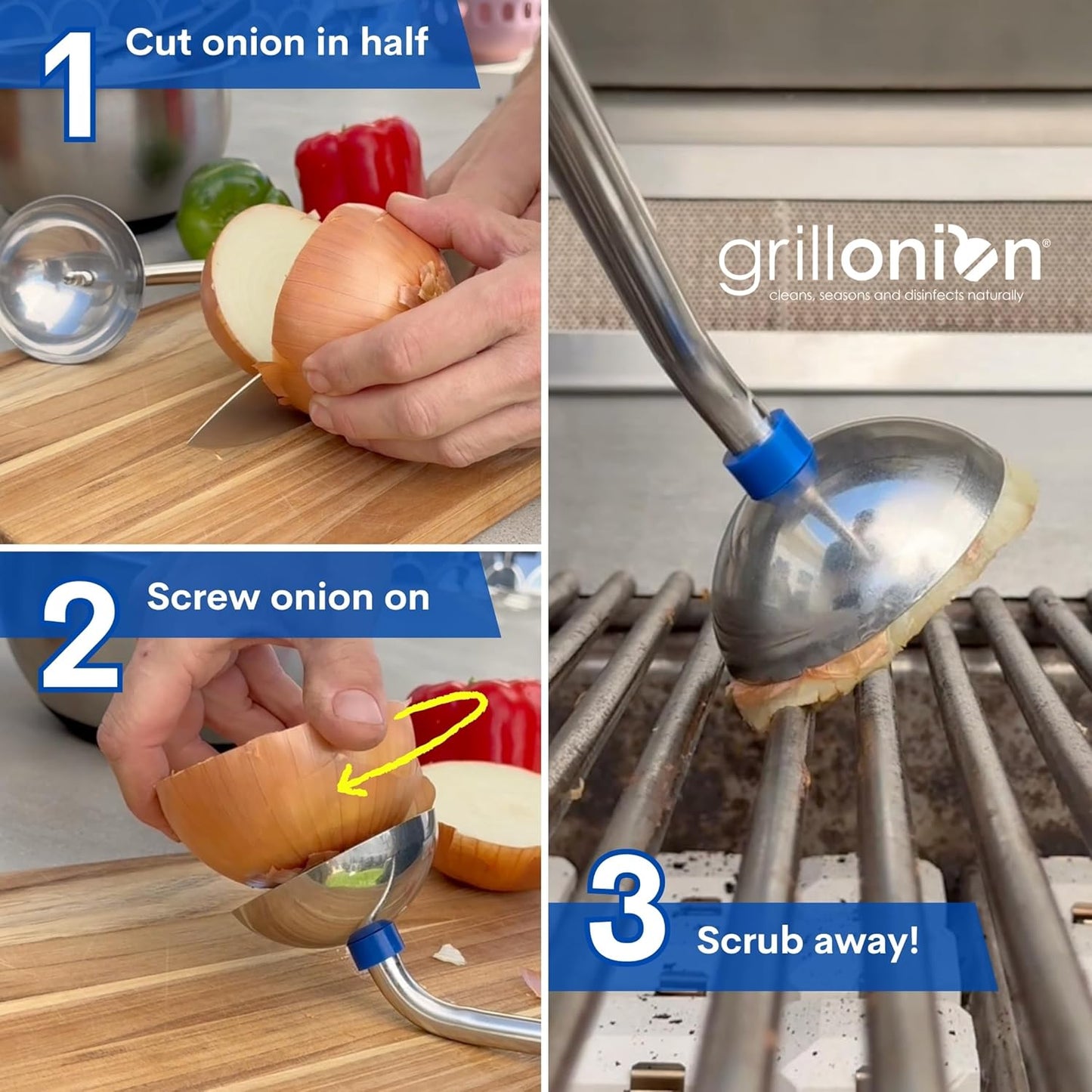 Grill Onion Grill Grate Cleaner Tool - Premium Onion Grill Brush Bristle Free BBQ Grill Cleaning Tool - Onion Grill Cleaner Bristle Free