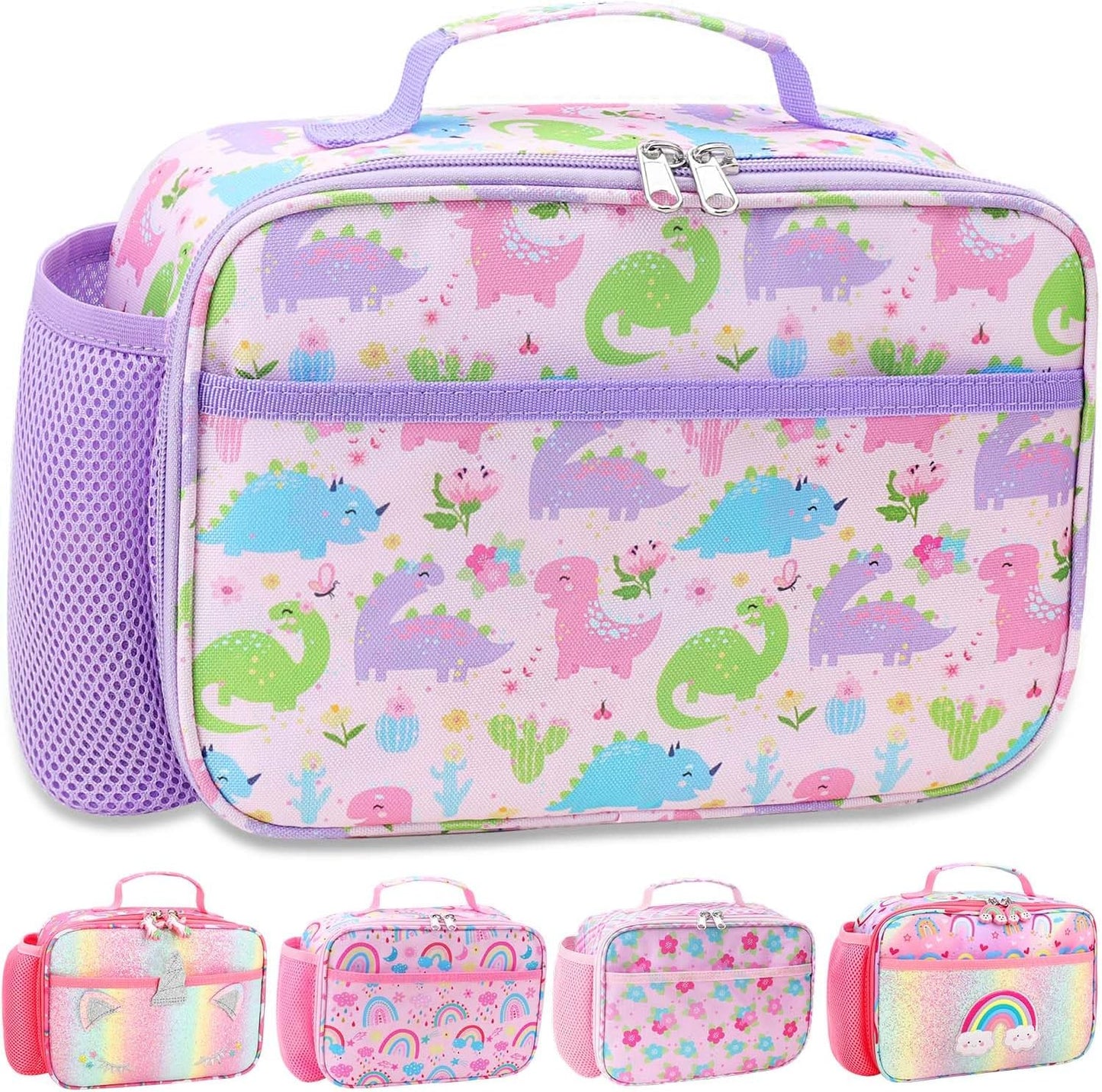 RHCPFOVR Kids Lunch Bag - Insulated Lunch Box for Boys Girls,Washable Lunch Bag and Reusable Toddler Leak-proof Lunchbox for School and Daycare - Colors A